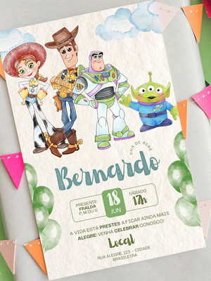 Convite chá de bebê toy story