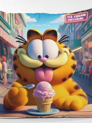 Almofada 35x35 garfield pausa para o sorvete presente decora