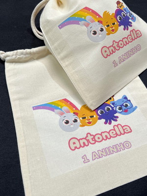 Saquinho de algodão brinde festa infantil bolofofo 30x35