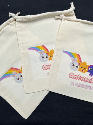 Saquinho para brinde festa personalizado bolofofo 30x35