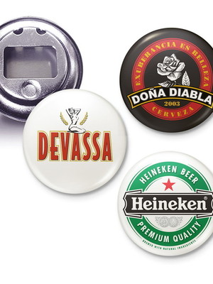 Button imã de geladeira e abridor de garrafas personalizado