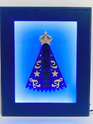 Quadro imagem nossa senhora aparecida com iluminação em led