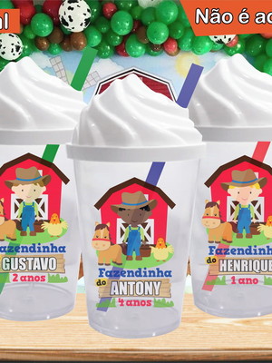 Copo chantilly personalizado fazendinha - 300 ml