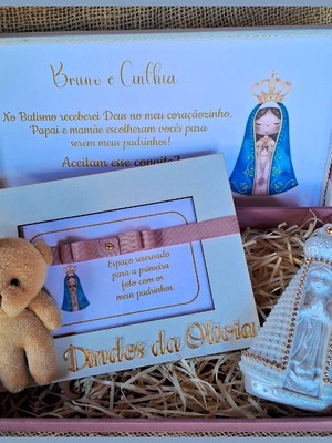 Convite padrinhos batismo batizado - anjo e sachê perfumado