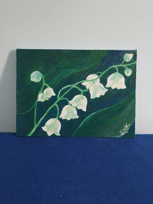Pintura em tela - lírio do vale - quadro decorativo