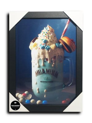 Quadro milkshake bebidas gastronomia a4 c/ moldura e acetato