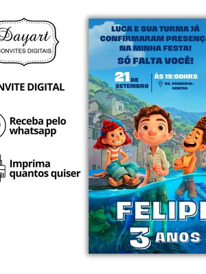 Convite digital tema luca para whatsapp mod 001