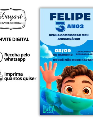 Convite digital tema luca para whatsapp mod 004
