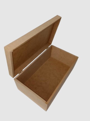 Caixa retangular lisa com dobradiça 22x15x7 mdf madeira