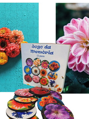Jogo da memória cognitivo redondo flores do brasil 12 pares