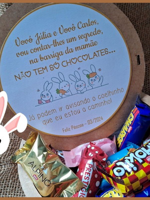 Anúncio revelação de gravidez - chocolates