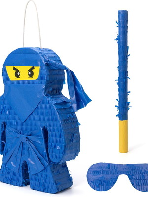 Pinhata ninja go azul p, com bastão, tapa olhos e confete