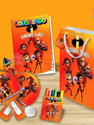 Kit completo sacolinha personalizado os incríveis