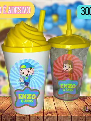 Copo twister 300ml aniversário personalizado lucas netto