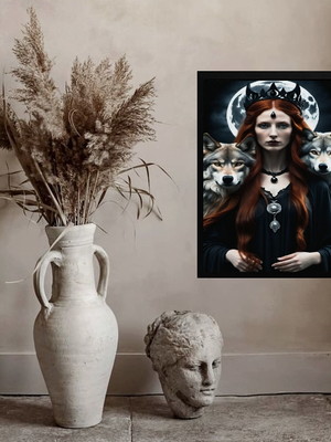 Quadro deusa hekate com lobos