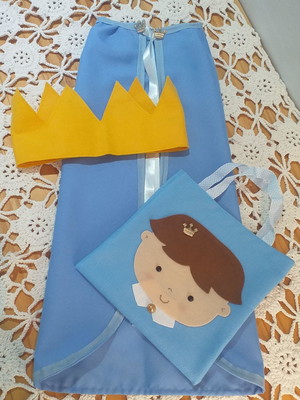 Kit príncipe com capa + coroa + sacola