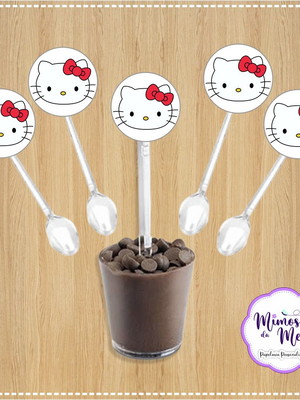 Arte digital topper de colherzinha hello kitty