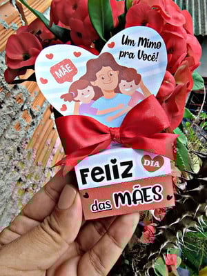 Tag com bis coração - dia das mães