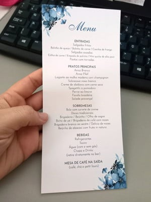 Menu cardápio de casamento
