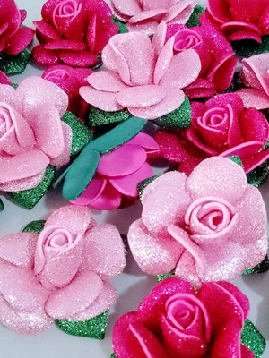 Rosas de eva decoração artesanato lápis caneta com 50 unid