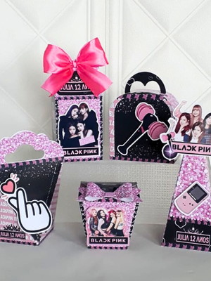 50 peças - black pink kit festa lembrancinha
