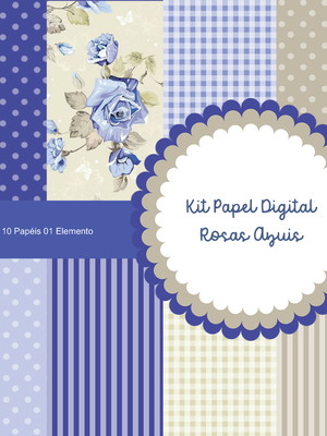 083 kit digital rosas azuis (compre 1 leve 12)