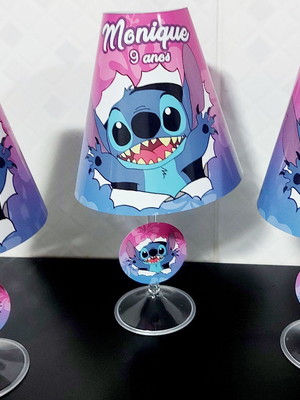 Centro de mesa abajur stitch com led
