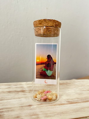 Potinho de vidro com foto personalizada