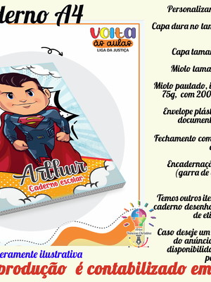 Caderno 1 matéria personalizado no tema super herois