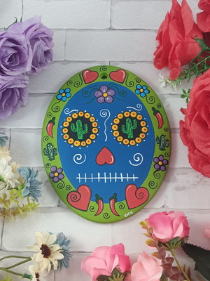 Quadro caveira mexicana oval c.2847