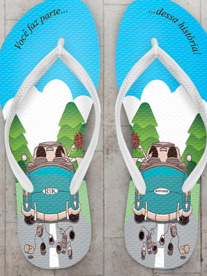 Chinelo casamento noivinhos carro personalizado