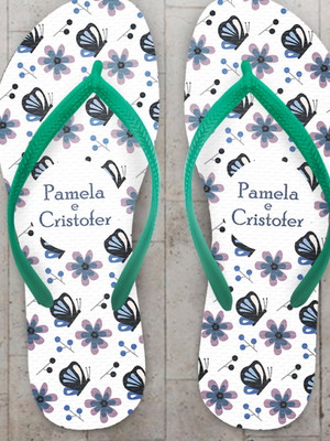 Chinelo casamento personalizado borboletas
