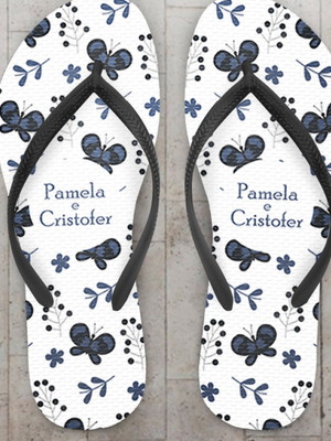 Chinelo casamento personalizado borboletas