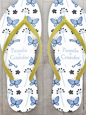 Chinelo casamento personalizado borboletas