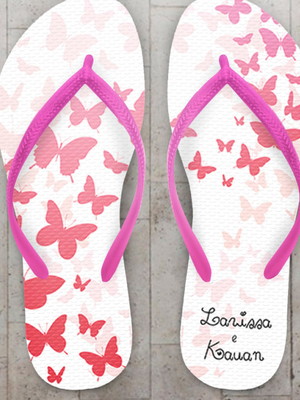 Chinelo casamento personalizado borboletas