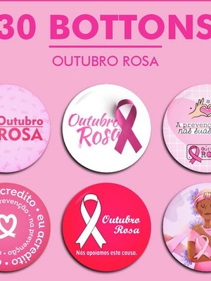 Bottons outubro rosa - 30 unidades