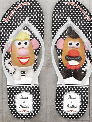 Chinelo casamento personalizado, cabeça de batata
