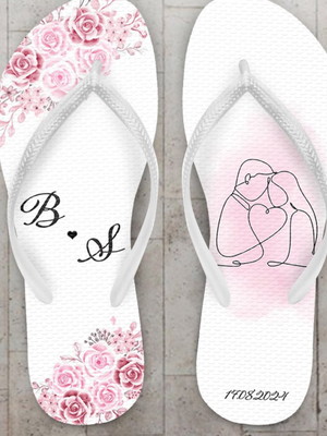 Chinelo noivos floral personalizado