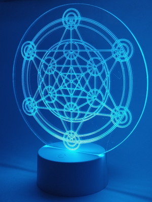 Abajur cubo metatron em led com base de led e controle
