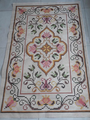 1 tela pintada para bordar tapeçaria - motivo arraiolos