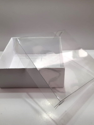 Caixa com tampa transparente branca 10 x 10 x 4 cm