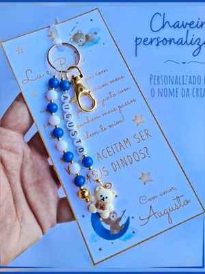 Convite padrinhos batismo batizado - chaveiro/ terço