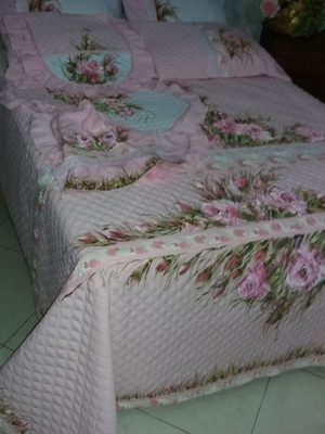 Cobre leito matelassê forrado+bordado ingles:7peças.brinde