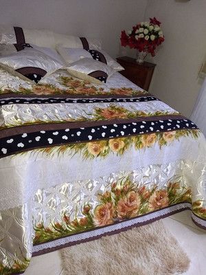 Cobre leito casal matelassê forrado+bordado ingles:7peças.