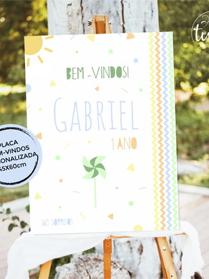Placa bem-vindos - aniversário 1 aninho