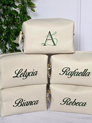 Necessaire m personalizada dois lados, casamento, madrinhas