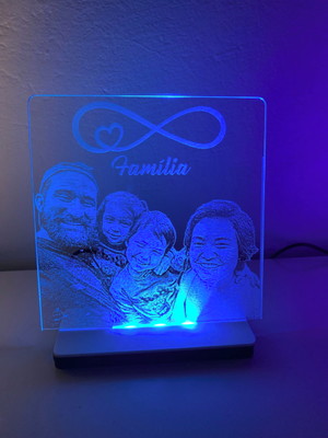 Luminaria abajur led 16 cores com foto c/ controle