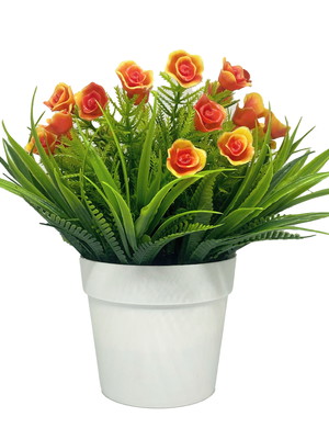 Mini vaso cachepot plastico com rosas