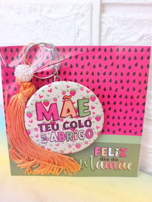 Chaveiro espelho personalizado com tag- dia das mães
