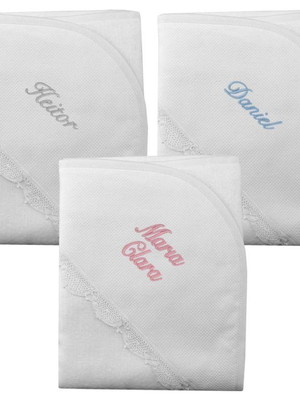 Toalha com capuz renda renascença personalizada nome